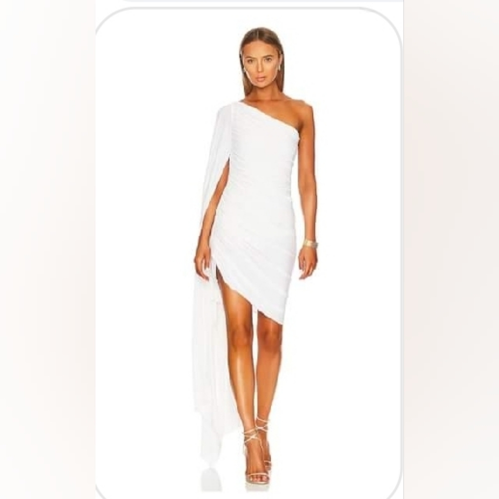 Norma Kamali White One-Shoulder Dress